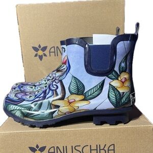 New in box Anuschka Rain Boots midnight PEACOCK size 11 US